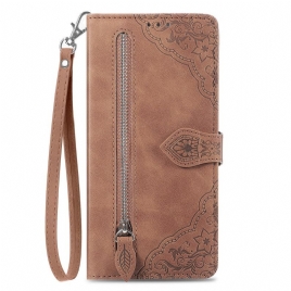 Lærdeksel Folio Deksel Xiaomi Redmi Note 14 4g Blondelommebok Med Glidelås