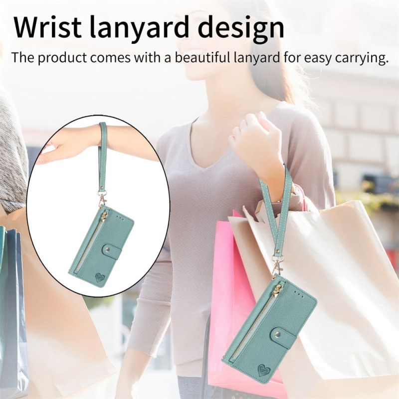 Lærdeksel Folio Deksel Xiaomi Redmi Note 14 4g Lommebok Med Hjertedesign