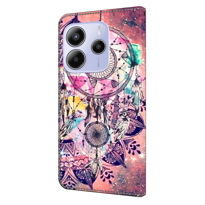 Lærdeksel Folio Deksel Xiaomi Redmi Note 14 4g Mobildeksel Drømmefangermønster