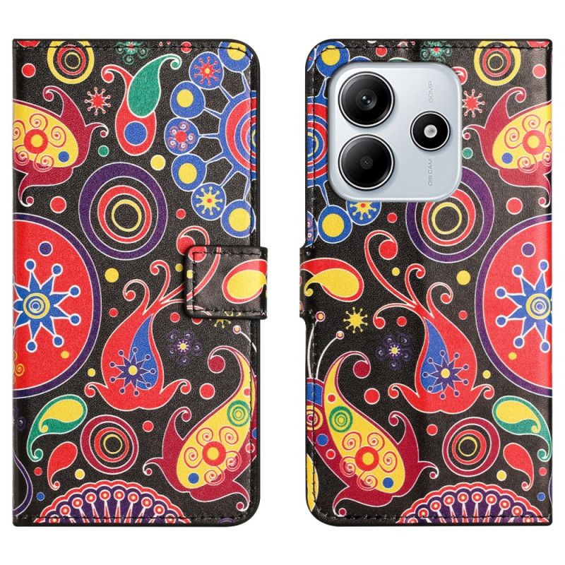 Lærdeksel Folio Deksel Xiaomi Redmi Note 14 4g Mobildeksel Galaksemønster