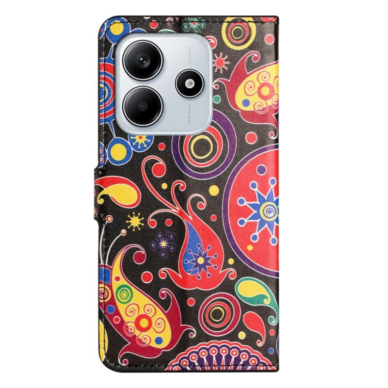 Lærdeksel Folio Deksel Xiaomi Redmi Note 14 4g Mobildeksel Galaksemønster