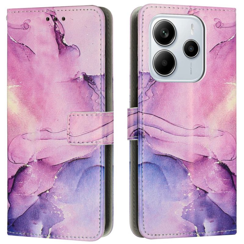 Lærdeksel Folio Deksel Xiaomi Redmi Note 14 4g Mobildeksel Marmorert Effekt