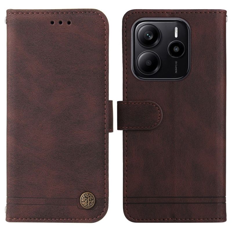 Lærdeksel Folio Deksel Xiaomi Redmi Note 14 4g Mobildeksel Retroeffekt