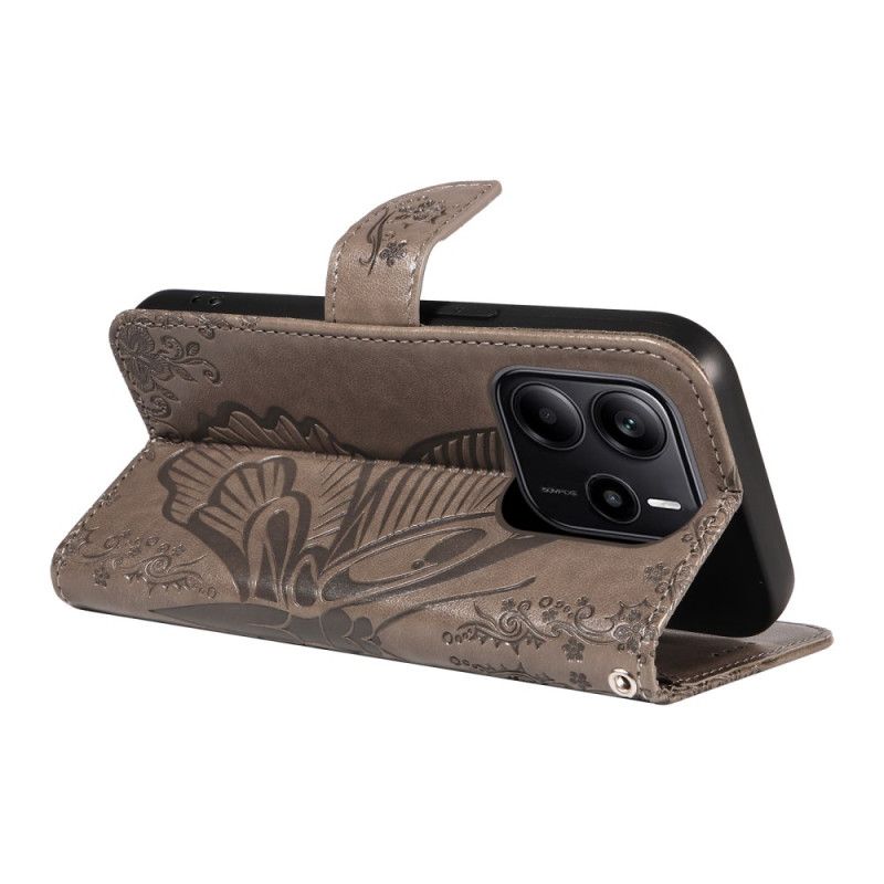 Lærdeksel Folio Deksel Xiaomi Redmi Note 14 4g Mobildeksel Sommerfugltrykk