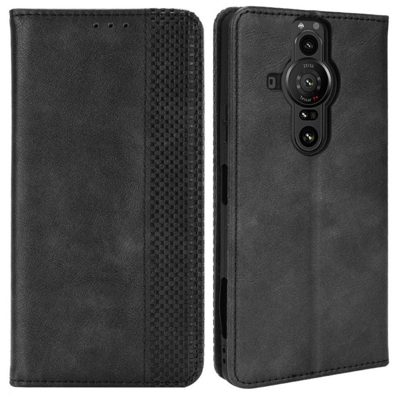 Beskyttelse Deksel Til Sony Xperia Pro-I Folio Deksel Vintage Stilisert Skinneffekt