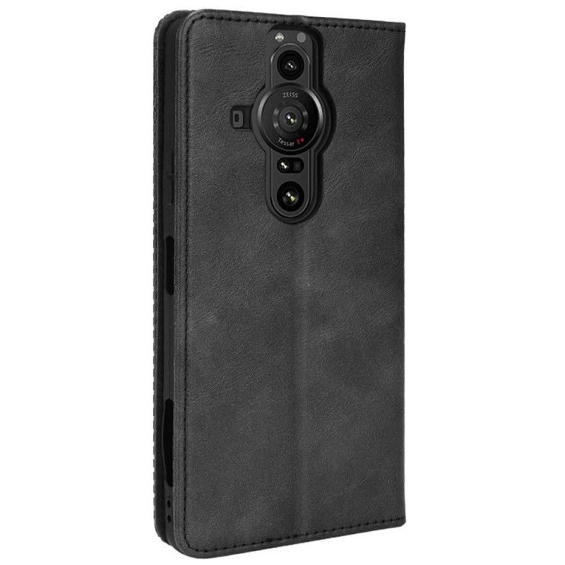 Beskyttelse Deksel Til Sony Xperia Pro-I Folio Deksel Vintage Stilisert Skinneffekt