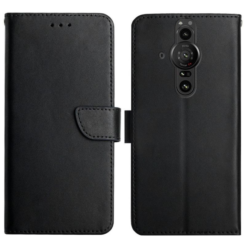 Folio Deksel Til Sony Xperia Pro-I Ekte Nappaskinn
