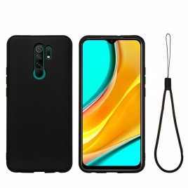 Deksel Til Xiaomi Redmi 9 Flytende Silikon Med Snor