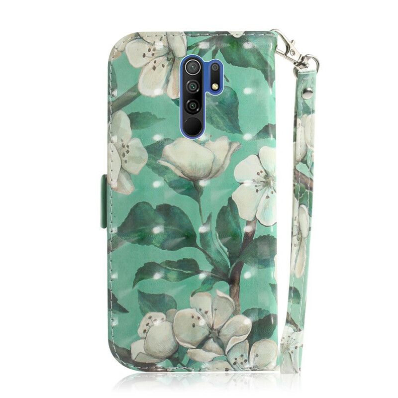 Folio Deksel Til Xiaomi Redmi 9 Med Kjede Thong Blomstergren