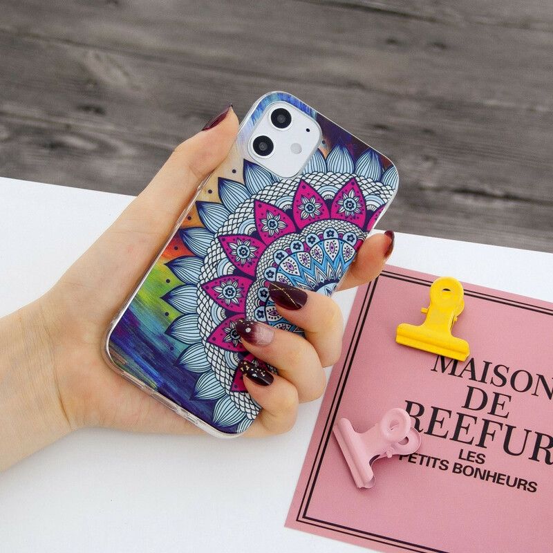Deksel Til iPhone 12 Mini Fluorescerende Fargerik Mandala