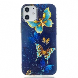 Deksel Til iPhone 12 Mini Fluorescerende Sommerfuglserie