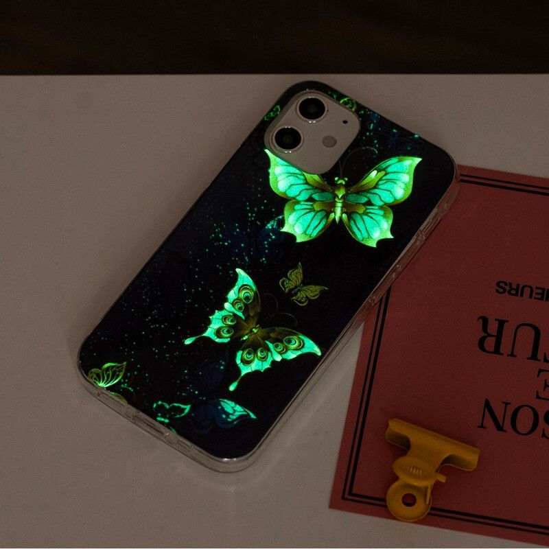 Deksel Til iPhone 12 Mini Fluorescerende Sommerfuglserie