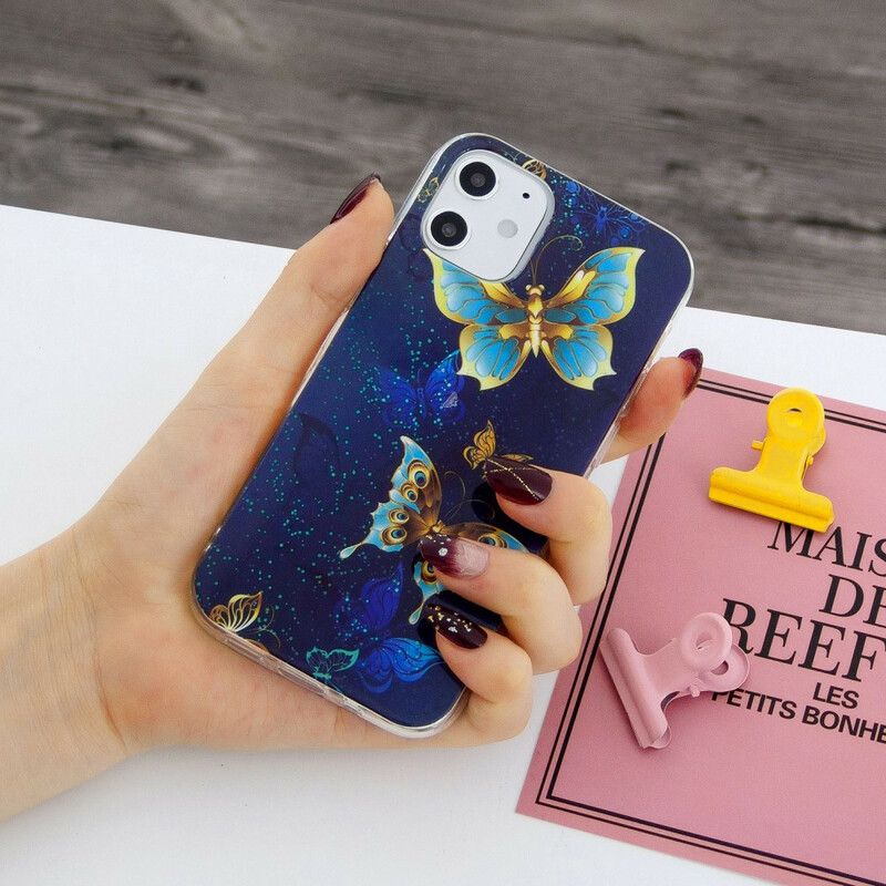 Deksel Til iPhone 12 Mini Fluorescerende Sommerfuglserie