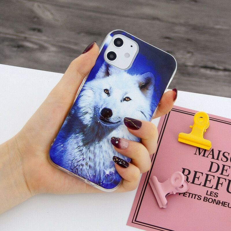 Deksel Til iPhone 12 Mini Fluorescerende Wolf Series