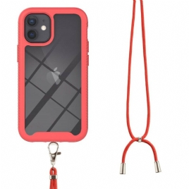Deksel Til iPhone 12 Mini Hybrid Med Snøring Og Farget Trim