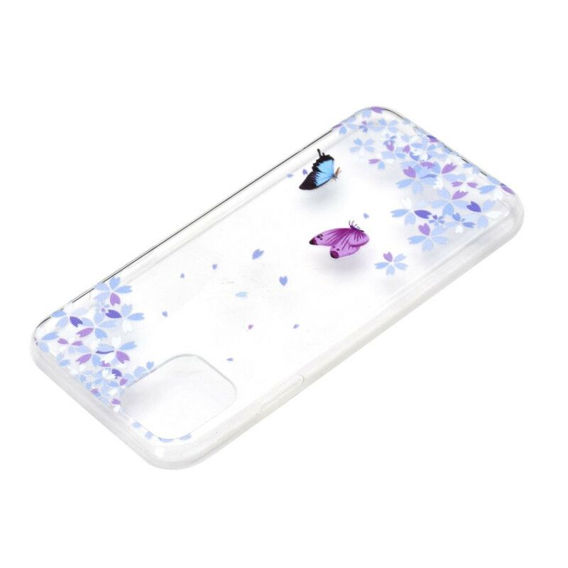Deksel Til iPhone 12 Mini Transparente Sommerfugler Og Blomster