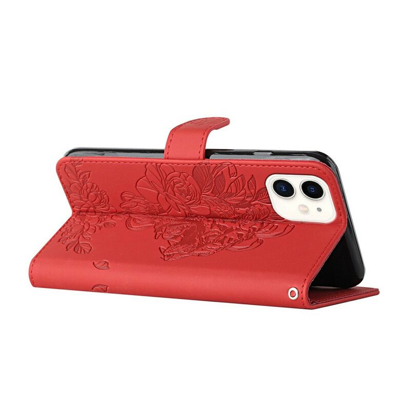 Folio Deksel Til iPhone 12 Mini Med Kjede Barokk Strappy Tiger