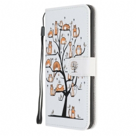 Folio Deksel Til iPhone 12 Mini Med Kjede Funky Katter Med Stropp