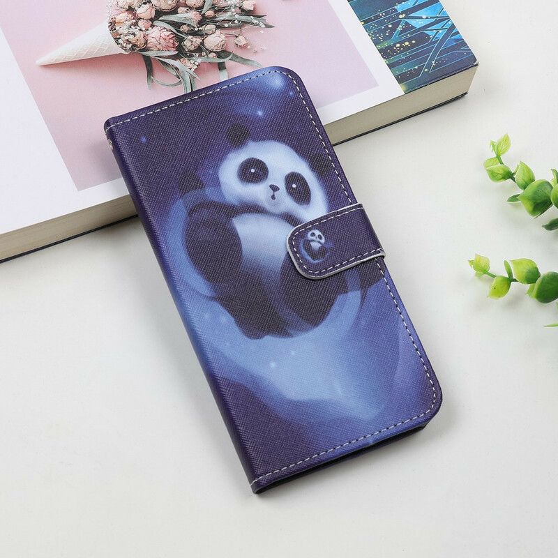 Lærdeksel Til iPhone 12 Mini Med Kjede Thong Space Panda