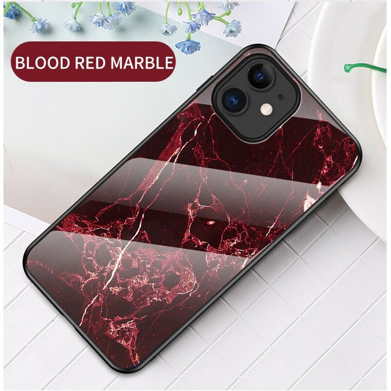 Mobildeksel Til iPhone 12 Mini Marmorfarger Herdet Glass