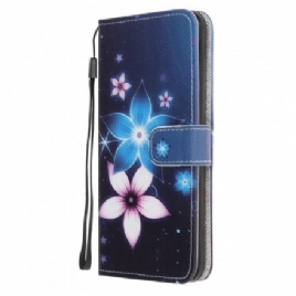 Lærdeksel Til Samsung Galaxy A22 5G Med Kjede Måneblomststropp