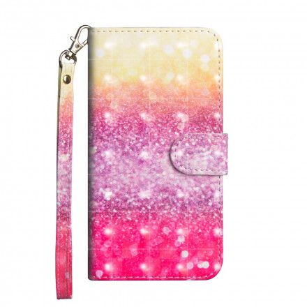 Folio Deksel Til Moto G9 Play Magenta Glittergradient