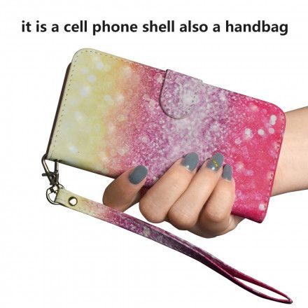 Folio Deksel Til Moto G9 Play Magenta Glittergradient