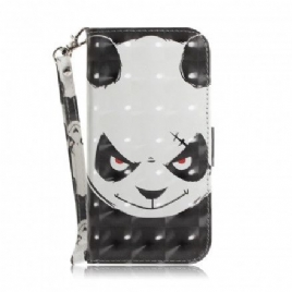 Folio Deksel Til Moto G9 Play Med Kjede Angry Panda Med Stropp