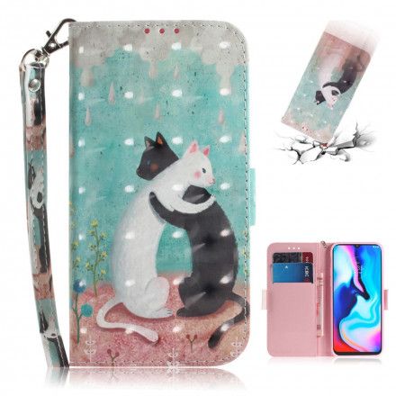 Folio Deksel Til Moto G9 Play Med Kjede Thong Cat Friends