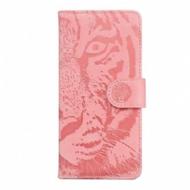 Folio Deksel Til Moto G9 Play Tiger Face Print