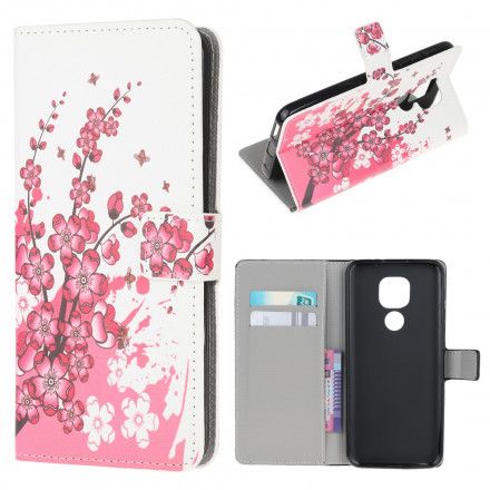 Folio Deksel Til Moto G9 Play Tropiske Blomster