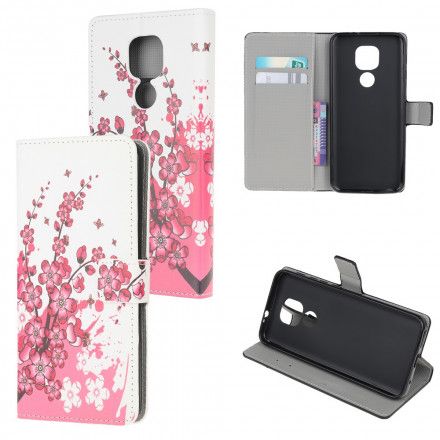Folio Deksel Til Moto G9 Play Tropiske Blomster