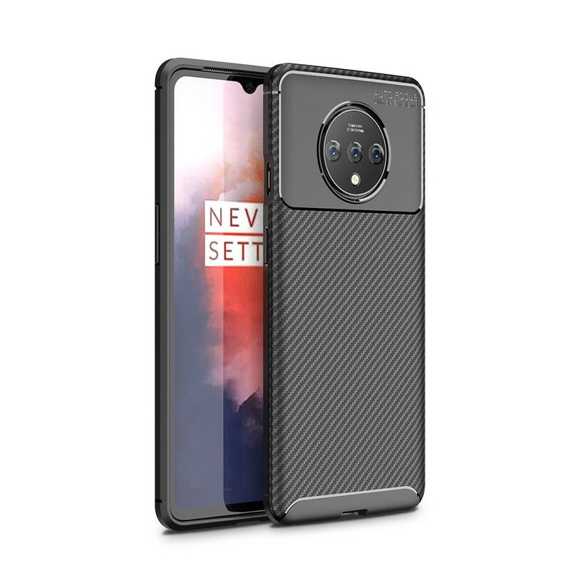 Deksel Til OnePlus 7T Fleksibel Karbonfibertekstur