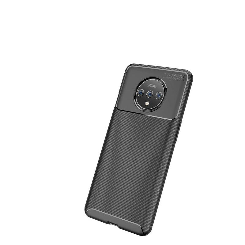 Deksel Til OnePlus 7T Fleksibel Karbonfibertekstur