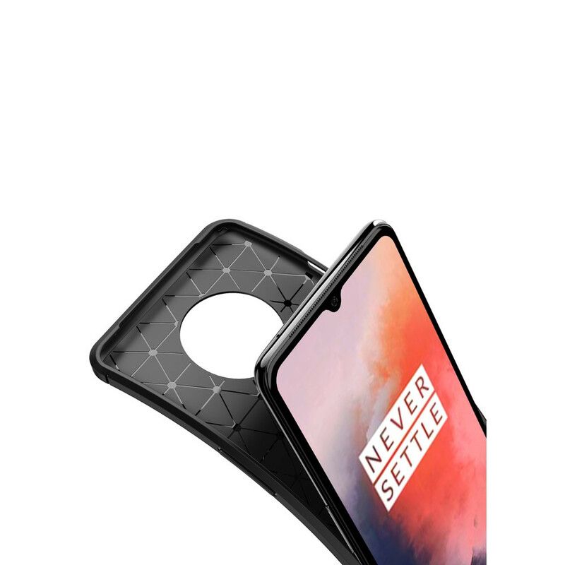 Deksel Til OnePlus 7T Fleksibel Karbonfibertekstur