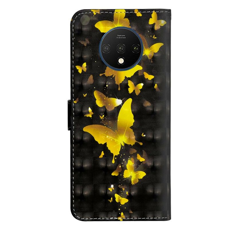 Lærdeksel Til OnePlus 7T Gule Sommerfugler