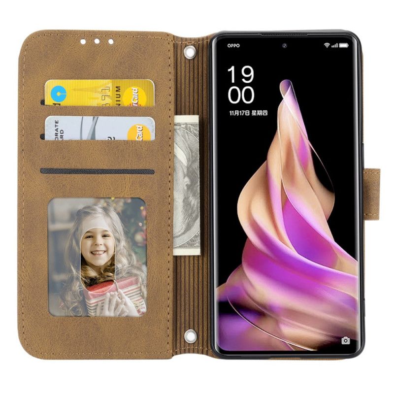 Folio Deksel Oppo Reno 13 5g Dobbel Frise Med Stropp Beskyttelse Deksel