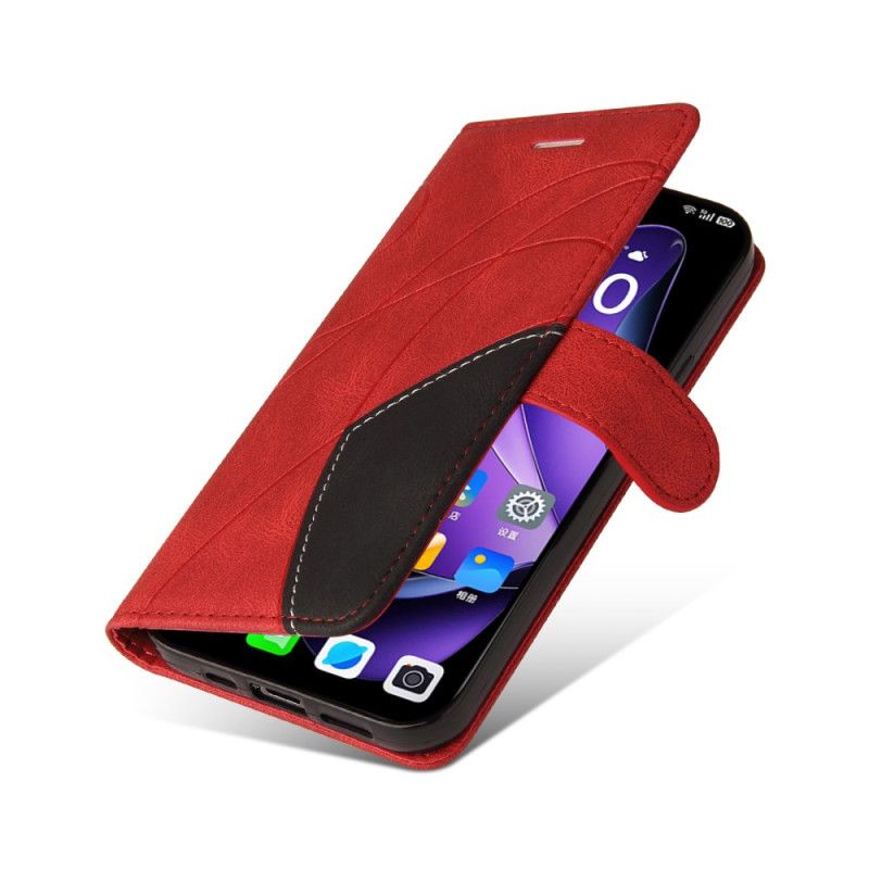 Lærdeksel Folio Deksel Oppo Reno 13 5g Mobildeksel Tofargede Bølgete Linjer