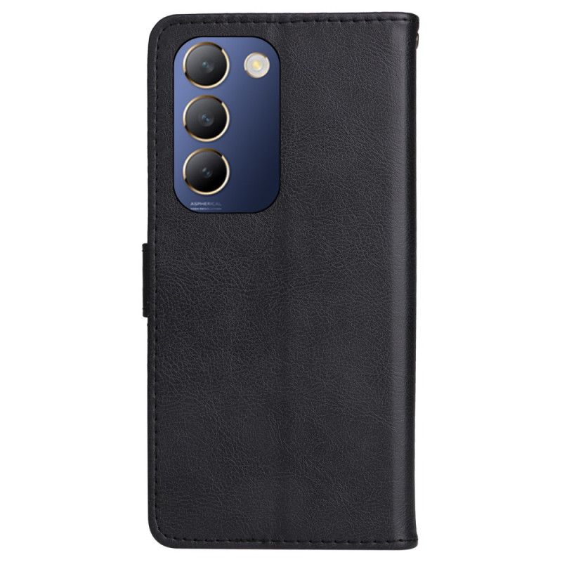 Lærdeksel Folio Deksel Vivo V40 Se 5g Mobildeksel Ensfarget Kunstskinn