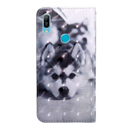 Folio Deksel Til Huawei Y6 2019 / Honor 8A Svart Og Hvit Hund