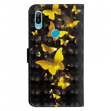 Lærdeksel Til Huawei Y6 2019 / Honor 8A Gule Sommerfugler