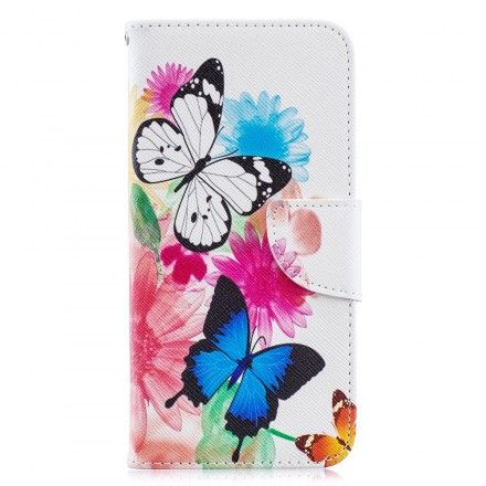 Lærdeksel Til Huawei Y6 2019 / Honor 8A Malede Sommerfugler Og Blomster