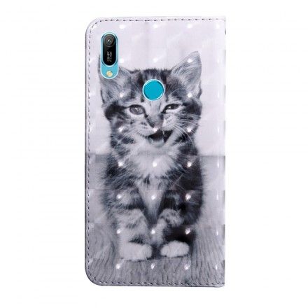 Lærdeksel Til Huawei Y6 2019 / Honor 8A Svart Og Hvit Katt