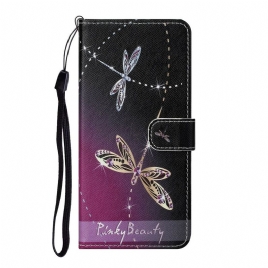 Lærdeksel Til OnePlus Nord CE 5G Med Kjede Thong Dragonflies