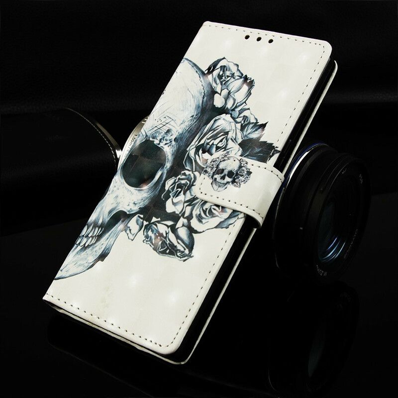 Folio Deksel Til Huawei P Smart Plus 2019 Blomsterskalle