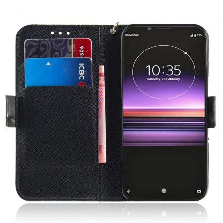 Folio Deksel Til Sony Xperia 1 Med Kjede Thong Safari-dyr