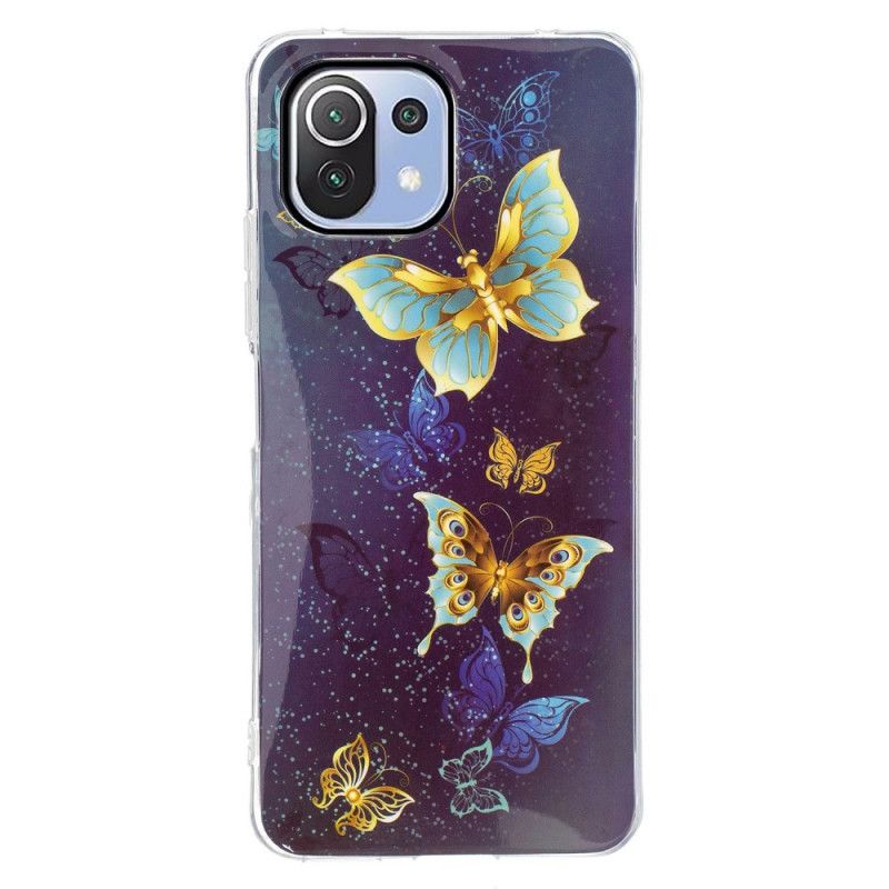 Deksel Til Xiaomi Mi 11 Lite 5G NE / Mi 11 Lite 4G / 5G Fluorescerende Gyldne Sommerfugler