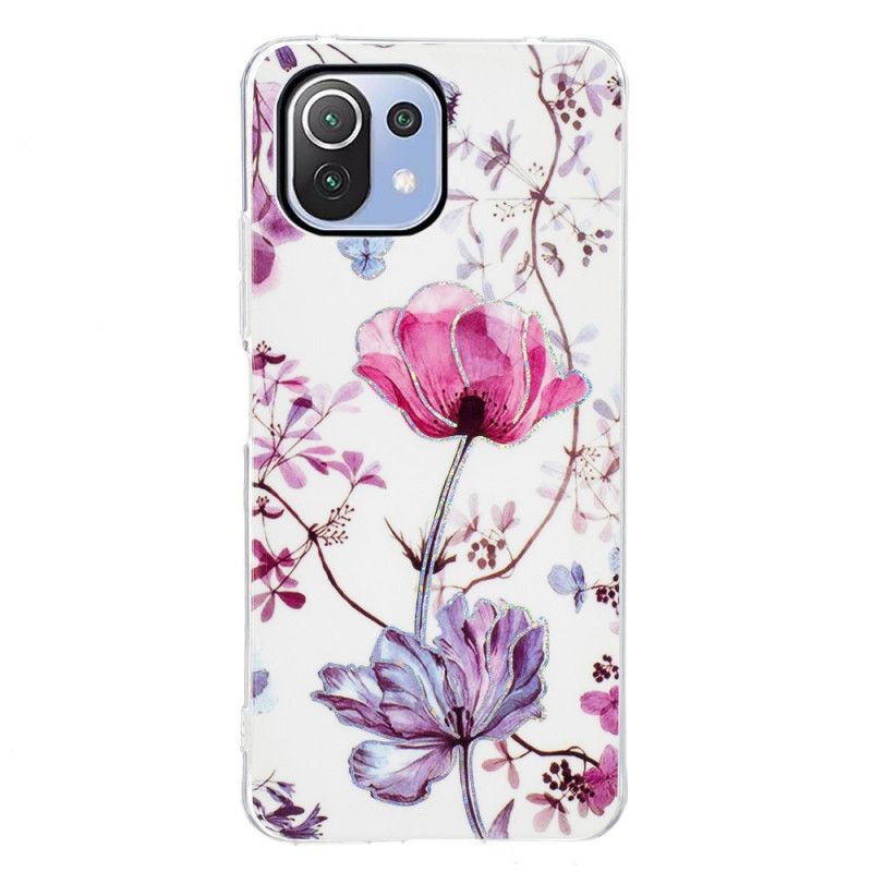 Deksel Til Xiaomi Mi 11 Lite 5G NE / Mi 11 Lite 4G / 5G Marmorerte Blomster