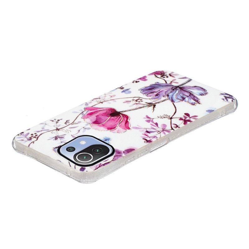 Deksel Til Xiaomi Mi 11 Lite 5G NE / Mi 11 Lite 4G / 5G Marmorerte Blomster