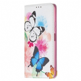 Folio Deksel Til Xiaomi Mi 11 Lite 5G NE / Mi 11 Lite 4G / 5G Malede Sommerfugler Og Blomster